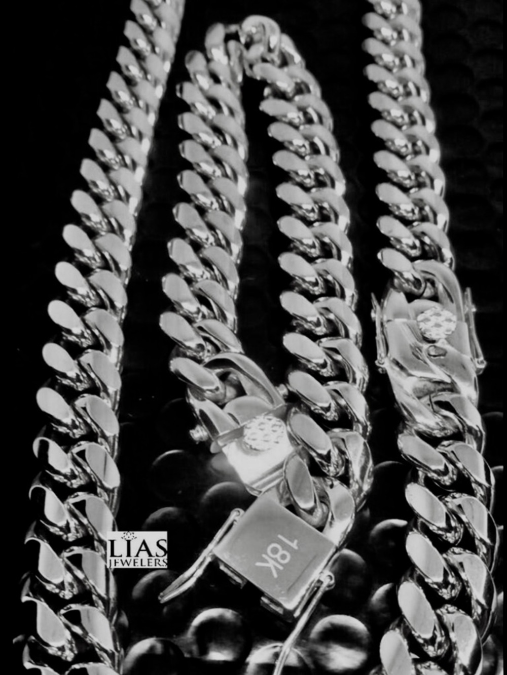 18K Sterling Cuban Link Chain Necklace - Silver Tone